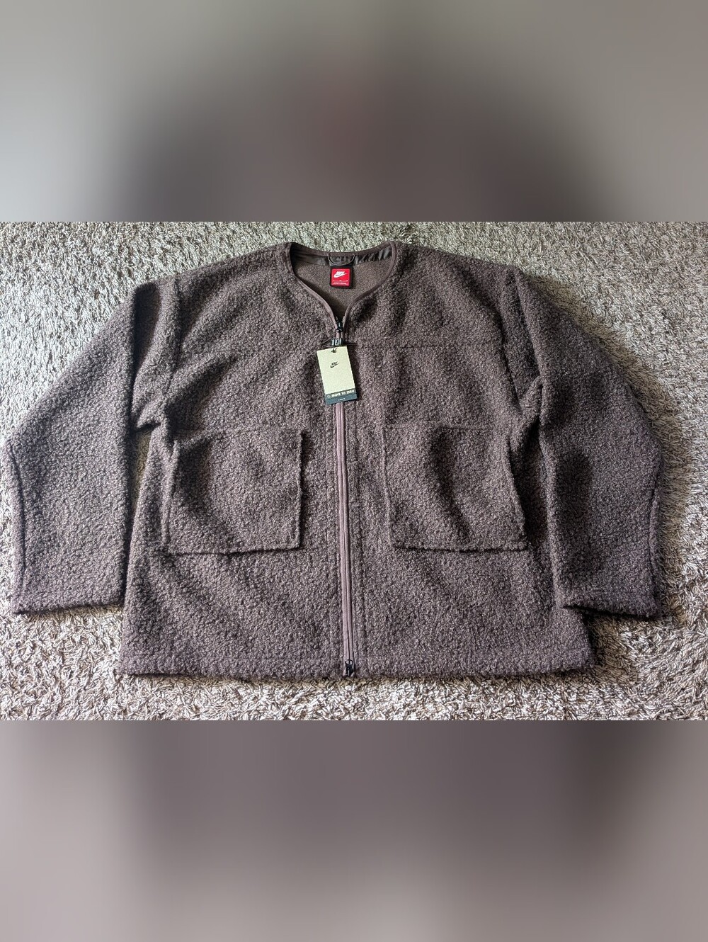NWT Nike Tech Brown High Pile Fleece Sportswear Loose Fit Jacket Men's XL